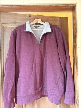 Eddie Bauer Men's Maroon Quarter-Zip Sherpa-Lined Sweater